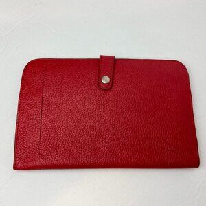 NWOT Large  Genuine Leather  Red Wallet  Travel Passport Cards ID
